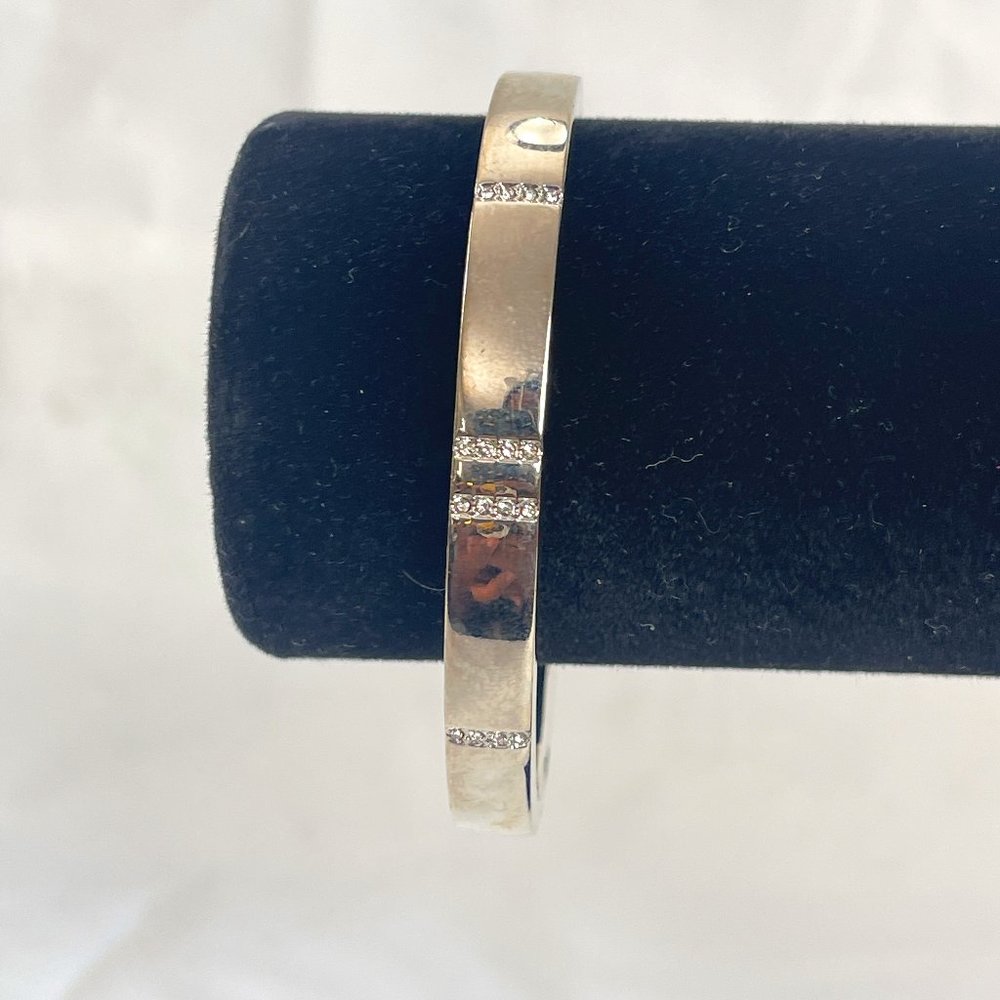 Ann Taylor Loft Silver/ Crystal Hinged Bracelet  #117